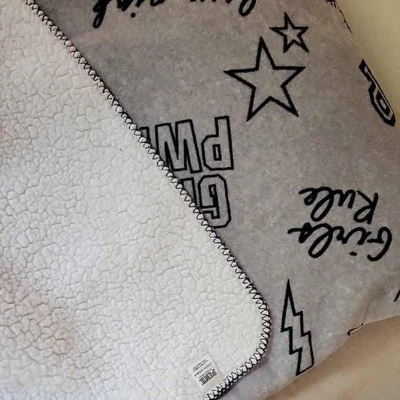 PINK Victoria's Secret Gray Blanket with Black Accents - Picture 3 of 4